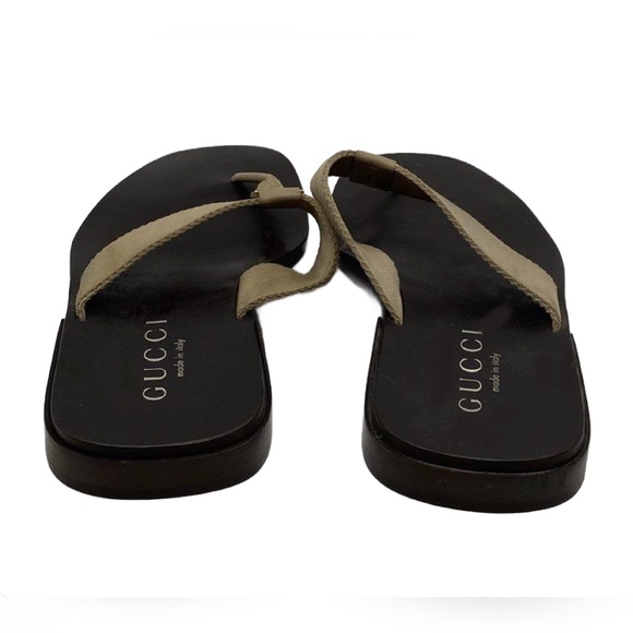 Gucci Authentic Mens Brown Beige Open Toe Slip-On Thong Sandals Size 12D - Picture 3 of 8